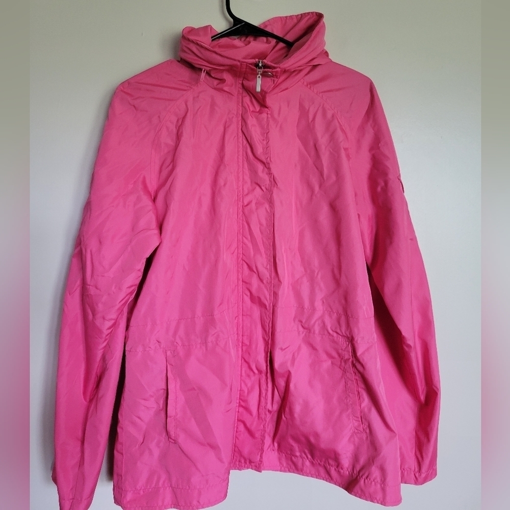 New York & Co. Women's Pink Zip-up Hooded Wind Rain Jacket Size Medium